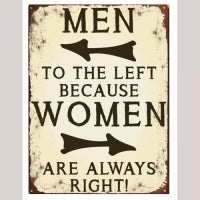 Men to the Left 12 x 16 Tin Sign