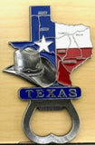 Texas Map & Hat Metal Magnet Bottle Opener