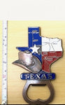 Texas Map & Hat Metal Magnet Bottle Opener