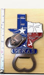 Texas Map & Hat Star Metal Magnet Bottle Opener