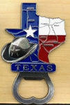 Texas Map & Hat Star Metal Magnet Bottle Opener