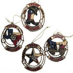 Texas Wreath Christmas Ornament 4 Piece Set