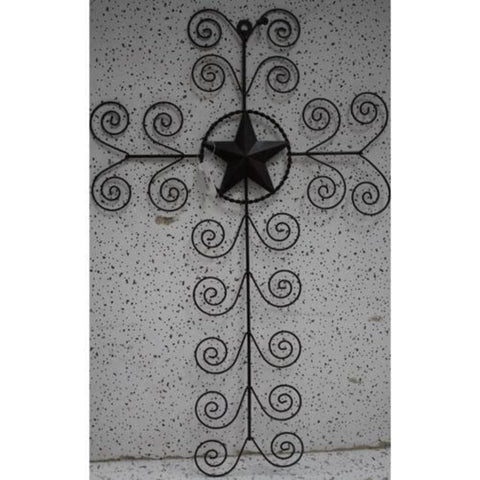 Star 12" x 8" Decorative Metal Swirl Cross