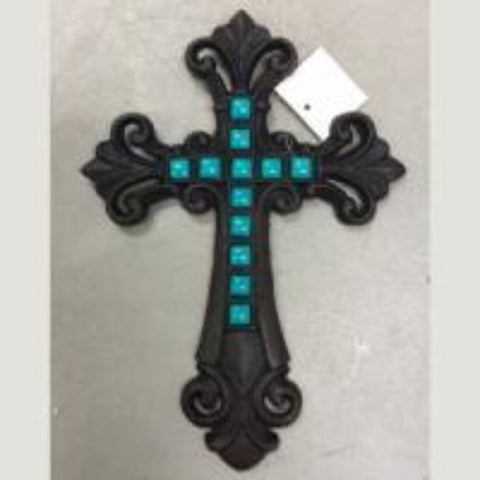 Turquoise Stone Cast Iron Cross