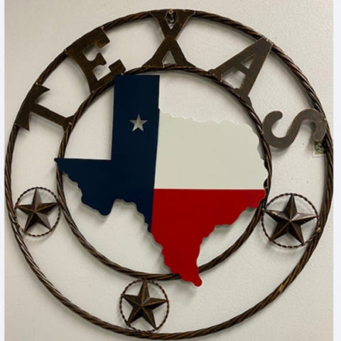 24" Red White & Blue Texas Map in Rope