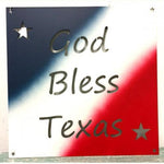 Metal God Bless Texas Wall Plaque