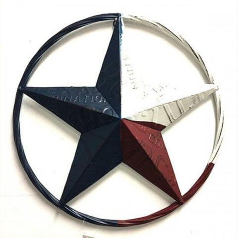 16" License Plate Red White Blue Star in Rope