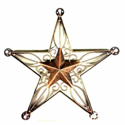 17" Fancy Star Antique Silver Decorative Metal Star