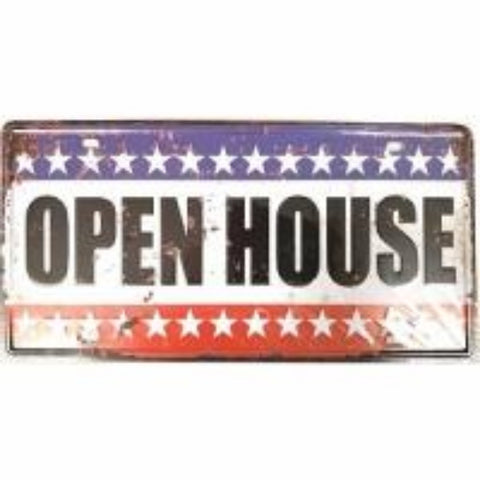 Open House ~ Tin Sign License Plate