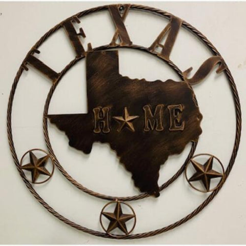 26" Metal Texas Map with Stars Ring