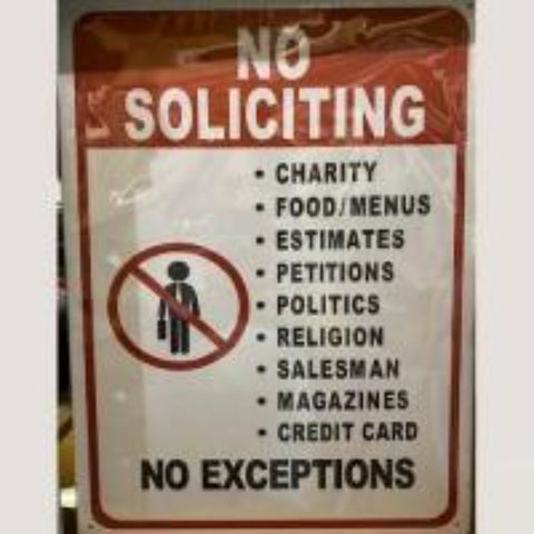 No Soliciting 12 x 16 Tin Sign