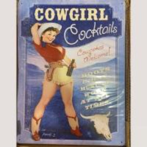 Cowgirl Cocktails 12 x 16 Tin Sign