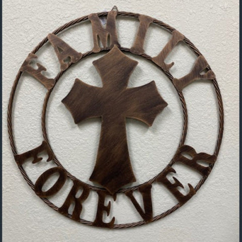 25" Family Forever with Cross in Rope