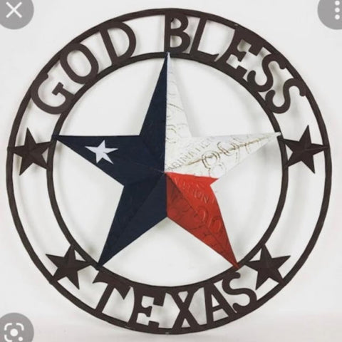 24" Red White & Blue God Bless Texas in Rope