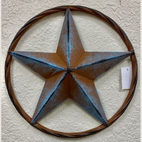 16" Metal Blue Rustic Star