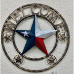 18" Red White Blue License Plate Texas Welcome Star Double Rope