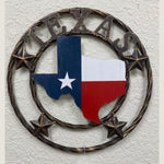 18" Metal Red White Blue Texas Map in Rope