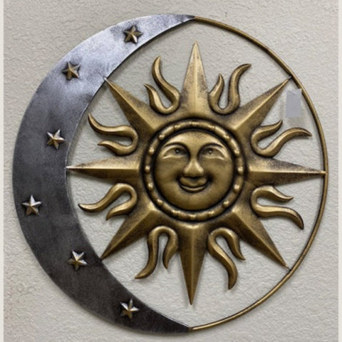 24" Metal Sun & Moon in Rope