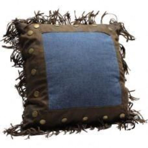 Blue Jean 18x18 Pillow with Fringe