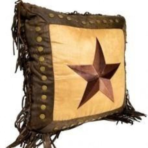 Embroidered Star Pillow with Fringe