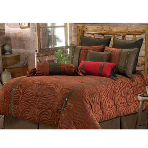 Red Zebra Bed 7 Piece Set Full