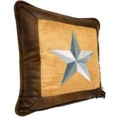 Turquoise Embroidered Star Pillow