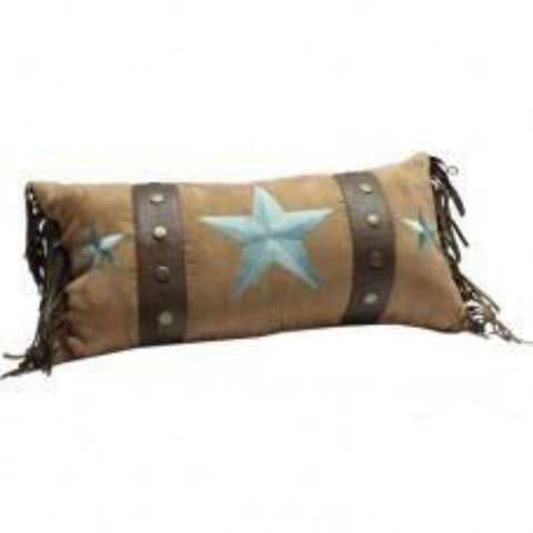 Turquoise Triple Star Pillow with Fringe