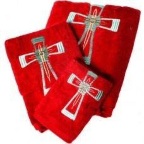 Cross 3 Piece Towel Set - Red