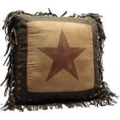 Rustic Star Pillow with Fringe