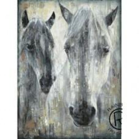 Double White Horse Canvas