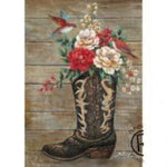Black Boot with Roses Canvas
