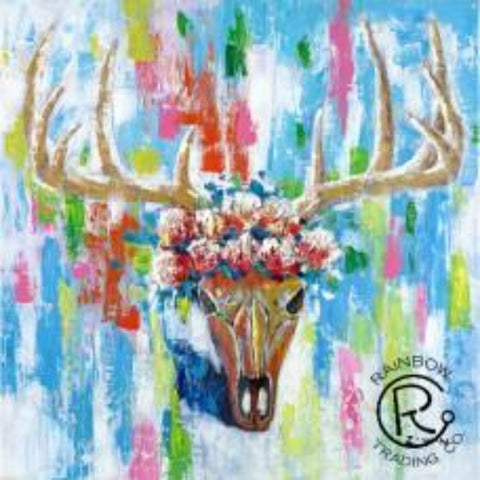 Colorful Deer Skull Canvas