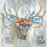 Deer Skull with Flower Canvas