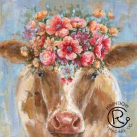 Cow with Flower Canvas