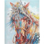 Horse Bust with Tack Leaves Canvas