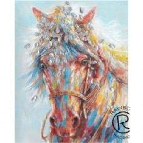 Horse Bust with Tack Leaves Canvas