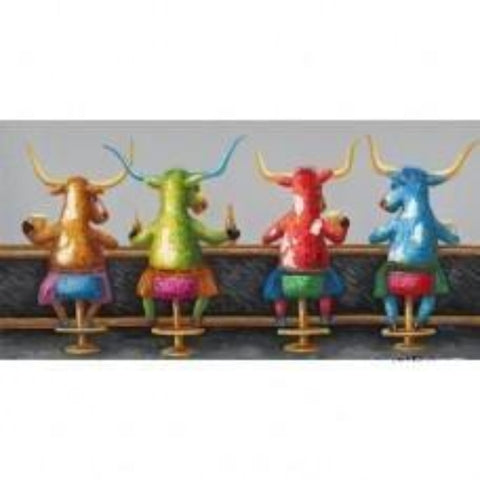 Four Longhorn at the Bar Canvas