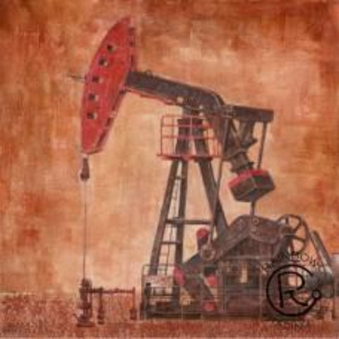 Oil Derrick Red Canvas