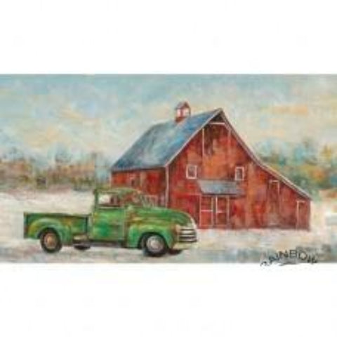 Green Truck with Barn Canvas