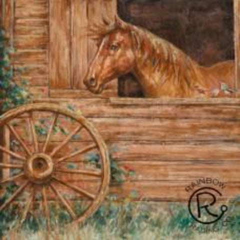 Horse with Wagon Wheel Canvas