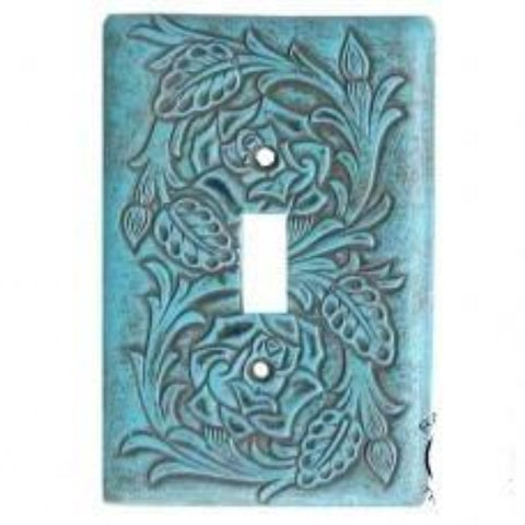 Turquoise Tooled Single Switch Plate