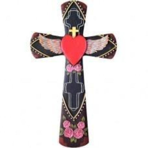 Heart with Wing Wall Cross 16"