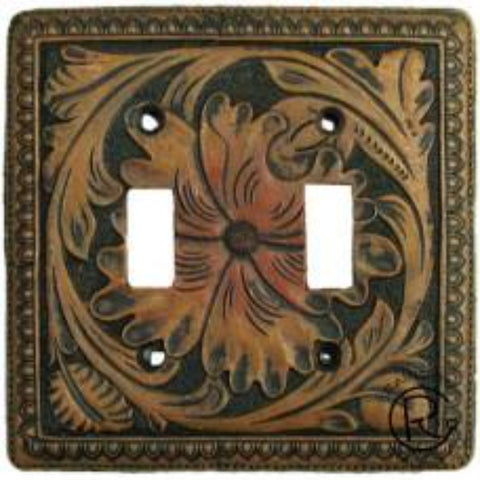 Tooled Flower Double Switch Plate