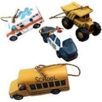 Truck Ems Police Bus Ornament 4 Piece Set