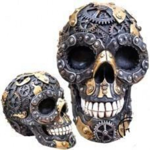 Skull with Gear Figurine