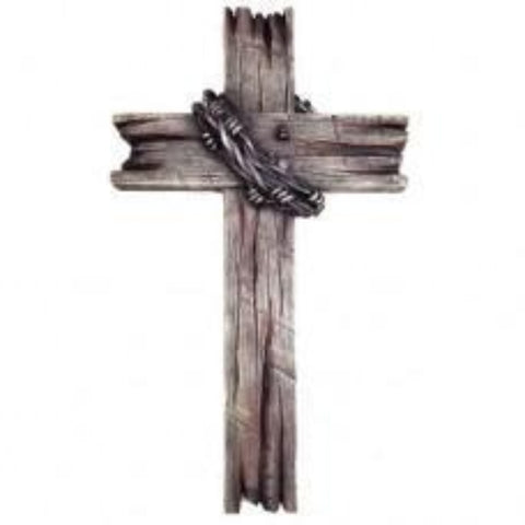 Wood Look Barbed Wire Wall Cross