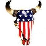 US Flag Cow Skull Vase