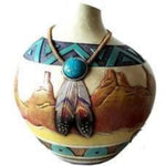 White Southwest Feather Vase