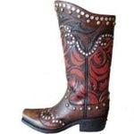 Brown Studded Boot 10" Vase