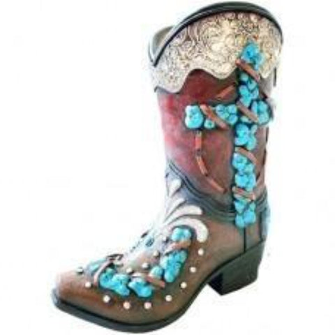 Turquoise Cross Boot Vase